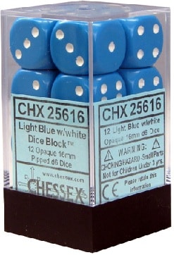 CHX25616 Light Blue/White Opaque 12 D6 - A Muse N Games